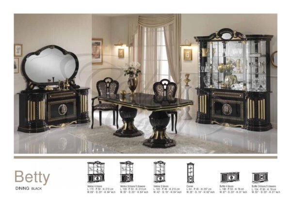 Betty Italian Black-Gold 3 Doors (Vitrine) Display Unit by Ben Company Italy - Image 3