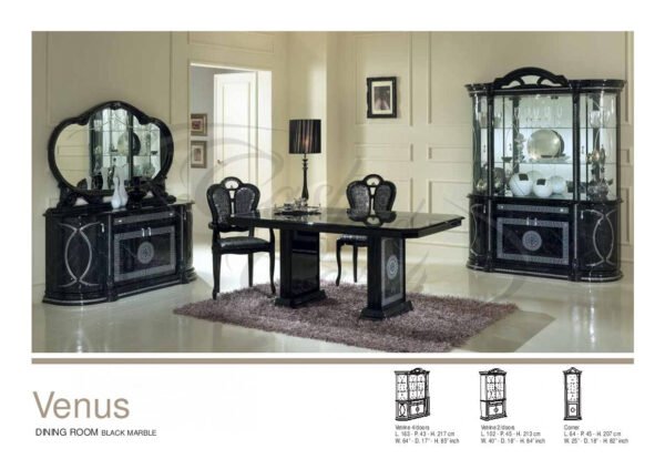 New Venus Black and Silver Italian 4 Door Vitrine - Image 2