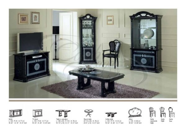 New Venus Black and Silver Italian 4 Door Vitrine - Image 3