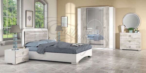 New Luxury Chantal Italian White 4 Doors Wardrobe Bedroom Set SanMartino Design