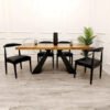 Axel Solid Wood Dining Table with Elsa Wooden Wishbone Chairs Matt Black Seat
