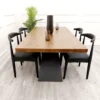 Axel Solid Wooden Dining Table with Elsa Wooden Wishbone Chairs Matt Black Seat - Image 2
