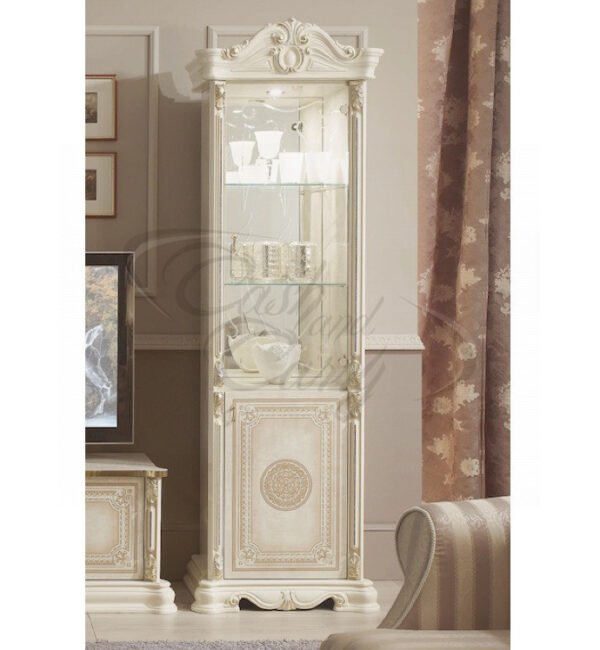 Greta Italian 1 Door Display Cabinet Cream