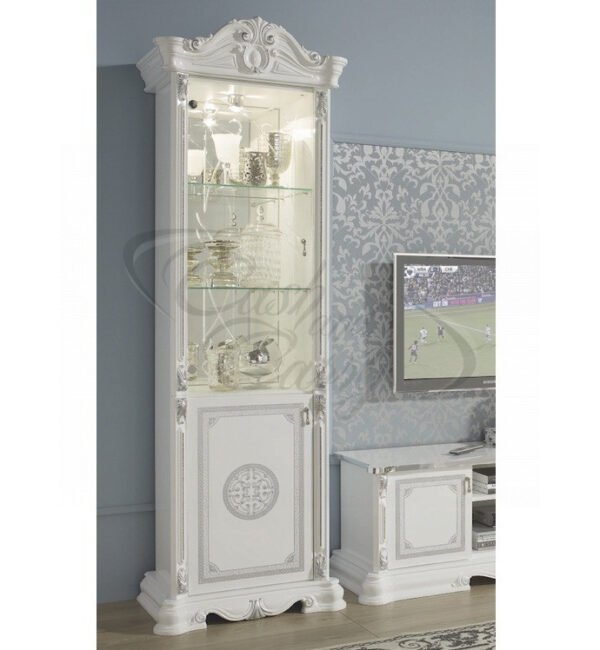 Greta Italian 1 Door Display Cabinet Cream - Image 3