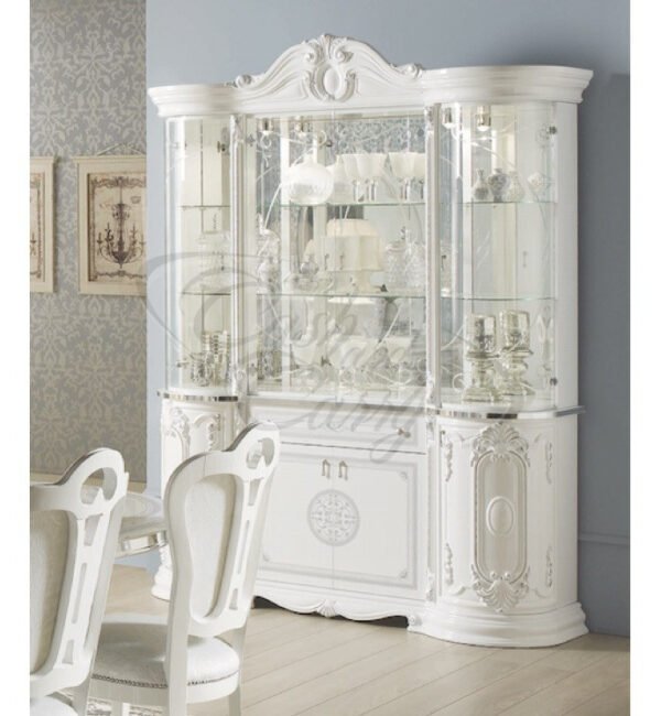 GRETA – CLASSIC ITALIAN 4 DOOR DISPLAY CABINET - WHITE HIGH GLOSS