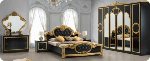 Stylish Barocco Italian White-Gold Bedroom Set Group - Image 2