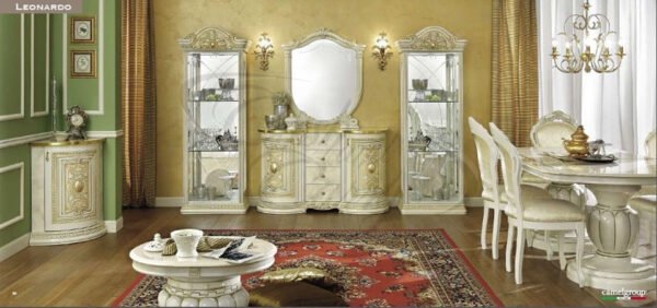 Luxury Leonardo Ivory and gold Finish Italian Single Door Glass Display Cabinet by Camel Group Italia - Image 2