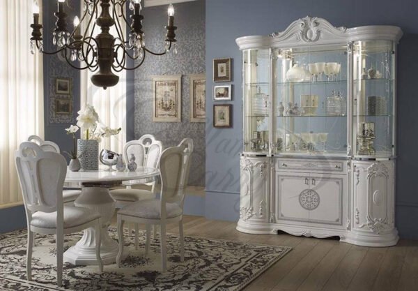 GRETA – CLASSIC ITALIAN 4 DOOR DISPLAY CABINET - WHITE HIGH GLOSS - Image 2