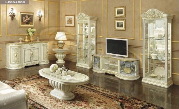 Luxury Leonardo Italian 2 Door Display Unit ivory and Gold finish by Camel Group - Image 2