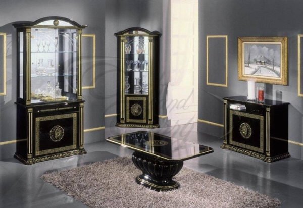 Versace Rosella Style Italian Black Gold Corner Unit H2O Design - Image 2