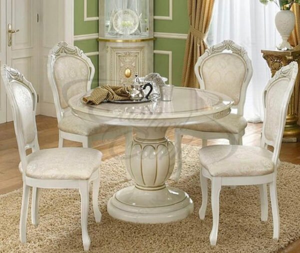 Luxury Leonardo Ivory and gold Finish Italian Oval Extension Dining Table only by Camel group - Image 2