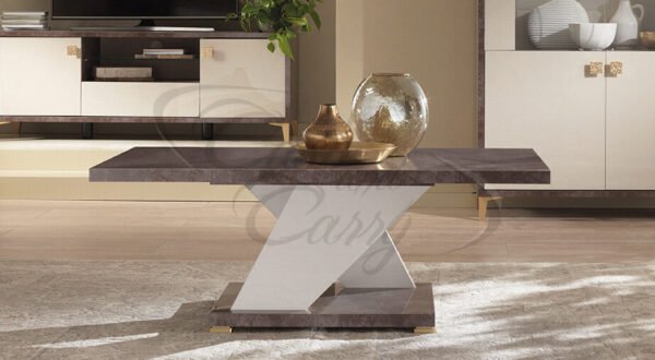 Ibiza Italian Sand Birch & Brown High Gloss Rectangular Dining Table only By SanMartino - Image 4