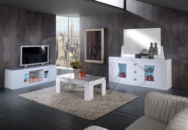 Las Vegas Italian High Gloss Tv Stand + 2 Single Door Display Unit - Image 4