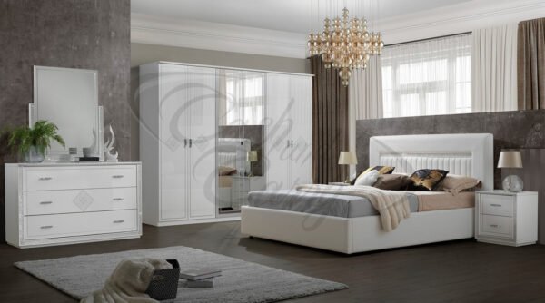 Luxury Gema Italian Storage With LED Lights H/Gloss 4-6 Doors Wardrobe Bedroom Set - Image 5