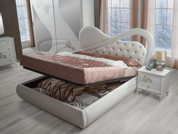 Italian Bedroom Set with Storage Bed Frame With Large Sliding 2 Door Wardrobe - Image 5