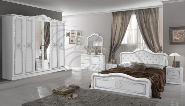 Luisa Italian High Gloss Black/Silver Italian Bedroom set - Image 3