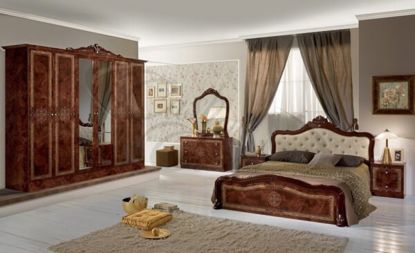 Luisa Italian High Gloss Black and Gold Bedroom Set - Image 5