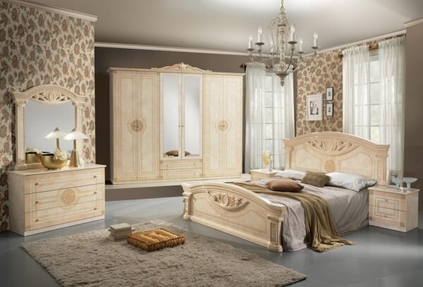 New Roma 4Doors Italian Black/Gold Bedroom Set - Image 4