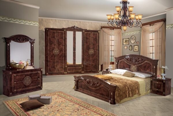 New Roma 4Doors Italian Black/Gold Bedroom Set - Image 3