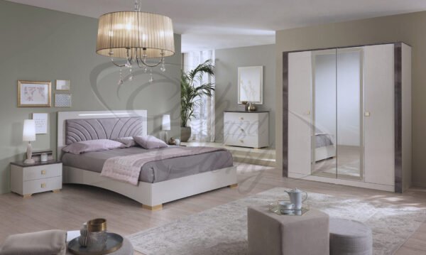 Luxury Rubin Italian White 4 Doors Wardrobe Bedroom Set Cream SanMartino Design