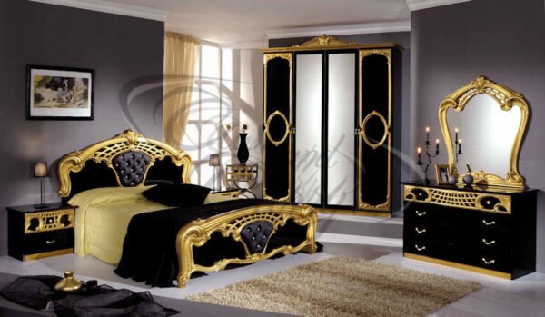 New Sibila 4-6 Doors High Glossy Italian Bedroom Set Black - Silver Topline Mobili - Image 3