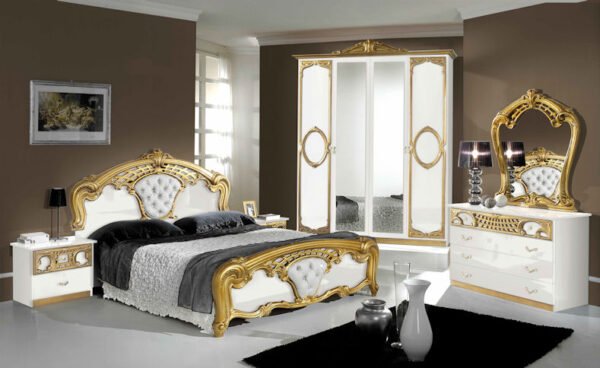 New Sibila 4-6 Doors High Glossy Italian Bedroom Set Black - Silver Topline Mobili - Image 5