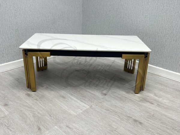 Sorrento Rectangle Ceramic Cream Gold Coffee Table