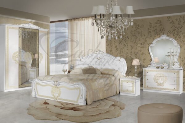 VILMA STUNNING COMPLETE ITALIAN VERSACE MEDUSA FACE DESIGN BEDROOM SET BLACK/GOLD - Image 2