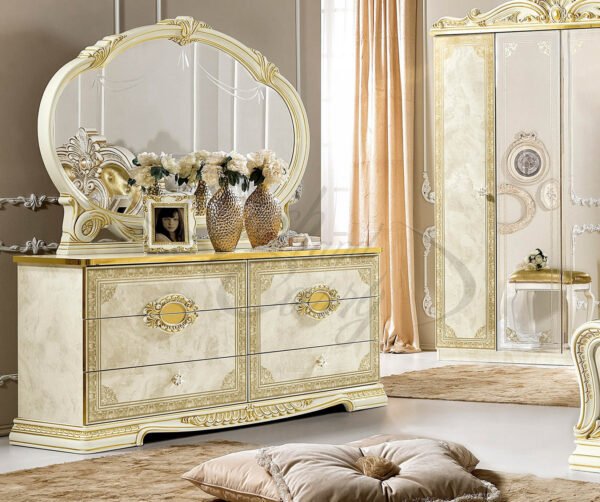 Luxury Leonardo Italian High Gloss Ivory Finish Double Dresser only by Camel Group Italia