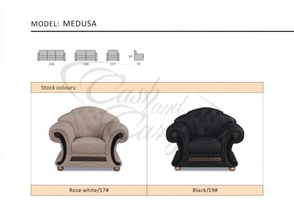 Medusa Classic Italian Leather Sofa Suite - Image 4