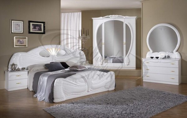 Pamela 4D White Italian Bedroom Set