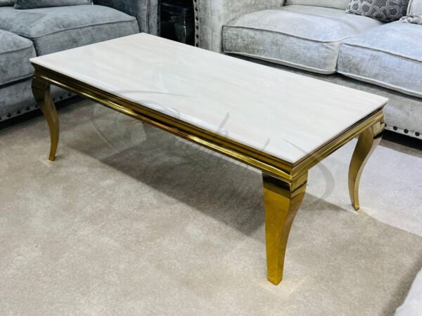 Sofia Cream Gold Frame Marble Top Coffee Table