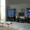 Sofia Italian Tv Unit with 2x Single Door Vitrine Black and Gold Ben Company