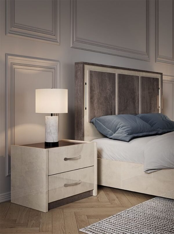 Luxury Claudia Italian 4 Door Wardrobe LED Bedroom Set (Cream-Brown) SanMartino Design - Image 3