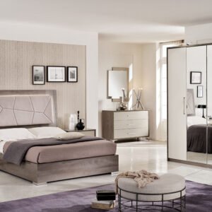 San Martino Modern Design Kristal Italian 4 Door Wardrobe LED Bedroom Set