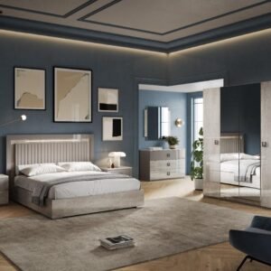 San Martino Modern Design Zoe Italian 4 Door Wardrobe LED Bedroom Set