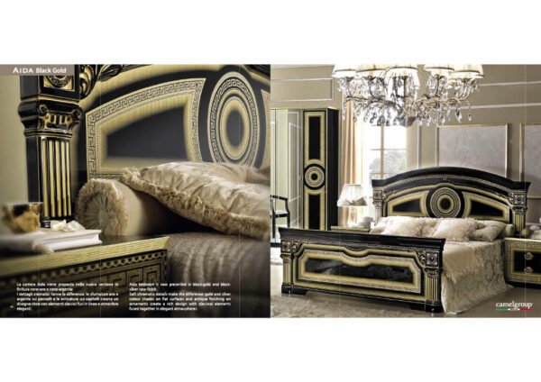 Camel Group Italian Aida Black Gold High Gloss Bed - Image 2