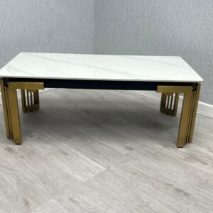 Sorrento Rectangle Ceramic Cream Gold Coffee Table