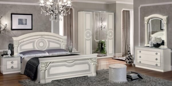 Camel Group Italian Aida White Silver High Gloss Bed - Image 2