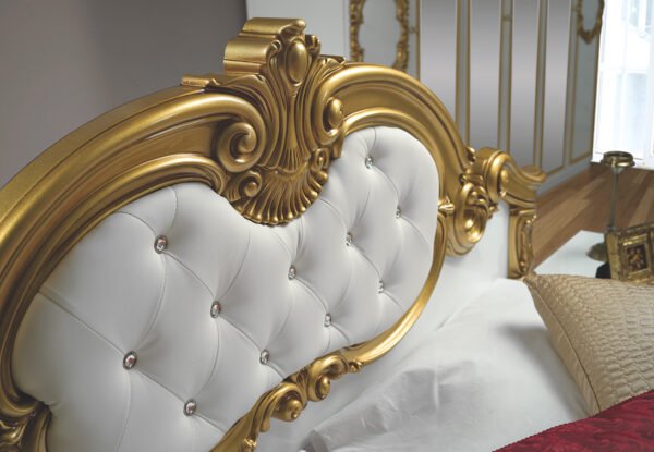 Stylish Barocco Italian White-Gold Bedroom Set Group - Image 3