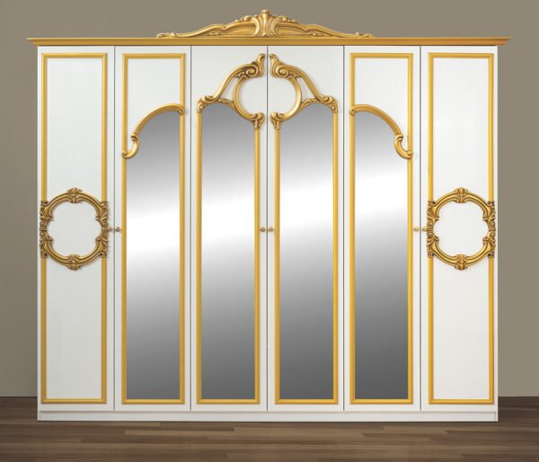 Stylish Barocco Italian White-Gold Bedroom Set Group - Image 5