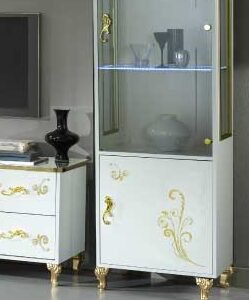 Sofia Italian 1 Door Display Cabinet White / Gold Ben Company