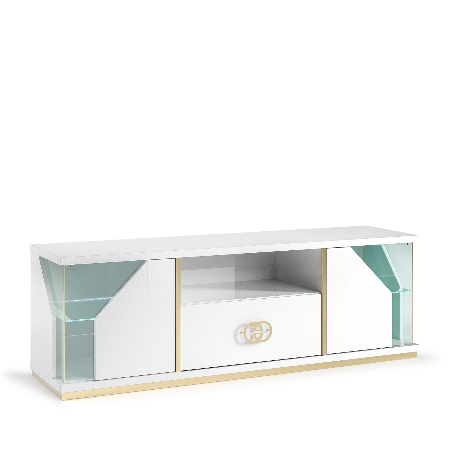 Vogue Italian Tv Cabinet & Coffee Table White Gold High Gloss H2O Design - Image 3