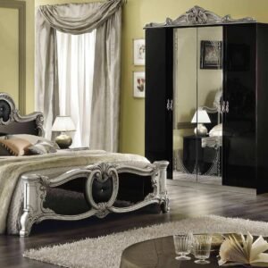 Camel Group Italian Borroco Black / Silver High Gloss Bedroom Set