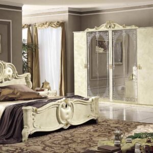 Camel Group Italian Borroco Ivory High Gloss Bedroom Set