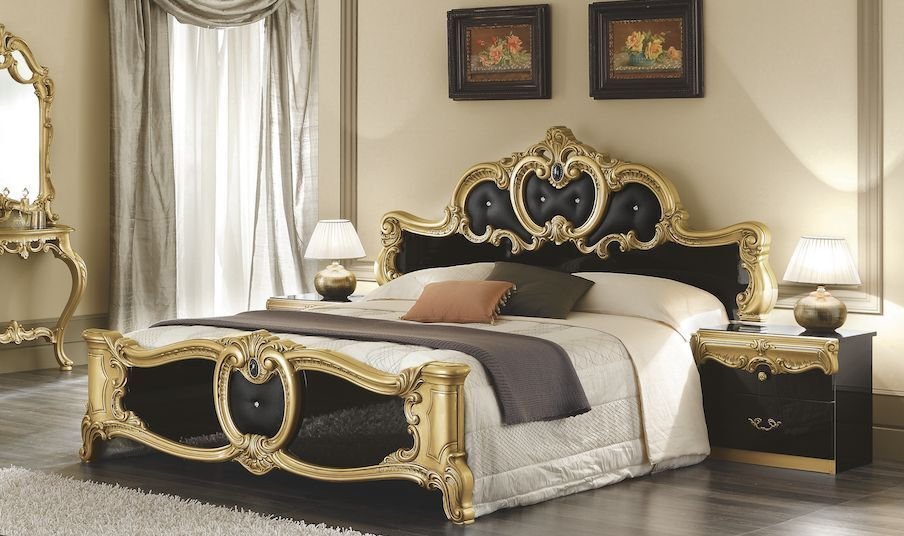 Camel Group Italian Borroco Black / Gold High Gloss Bedroom Set - Image 3