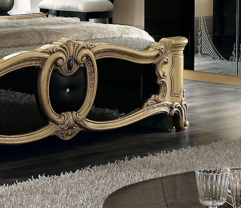 Camel Group Italian Borroco Black / Gold High Gloss Bedroom Set - Image 4