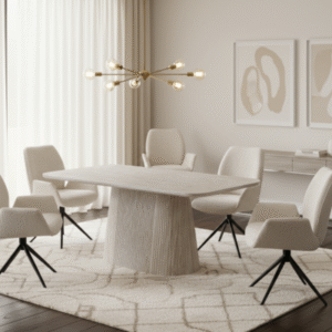 Davos Beige Oval Ceramic Dining Table 160cm | Contemporary Dining Collection