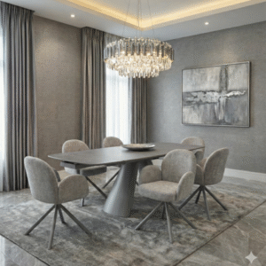 Gstaad Grey Extendable Stone Table with 4, 6 and 8 Swivel Chairs Collection
