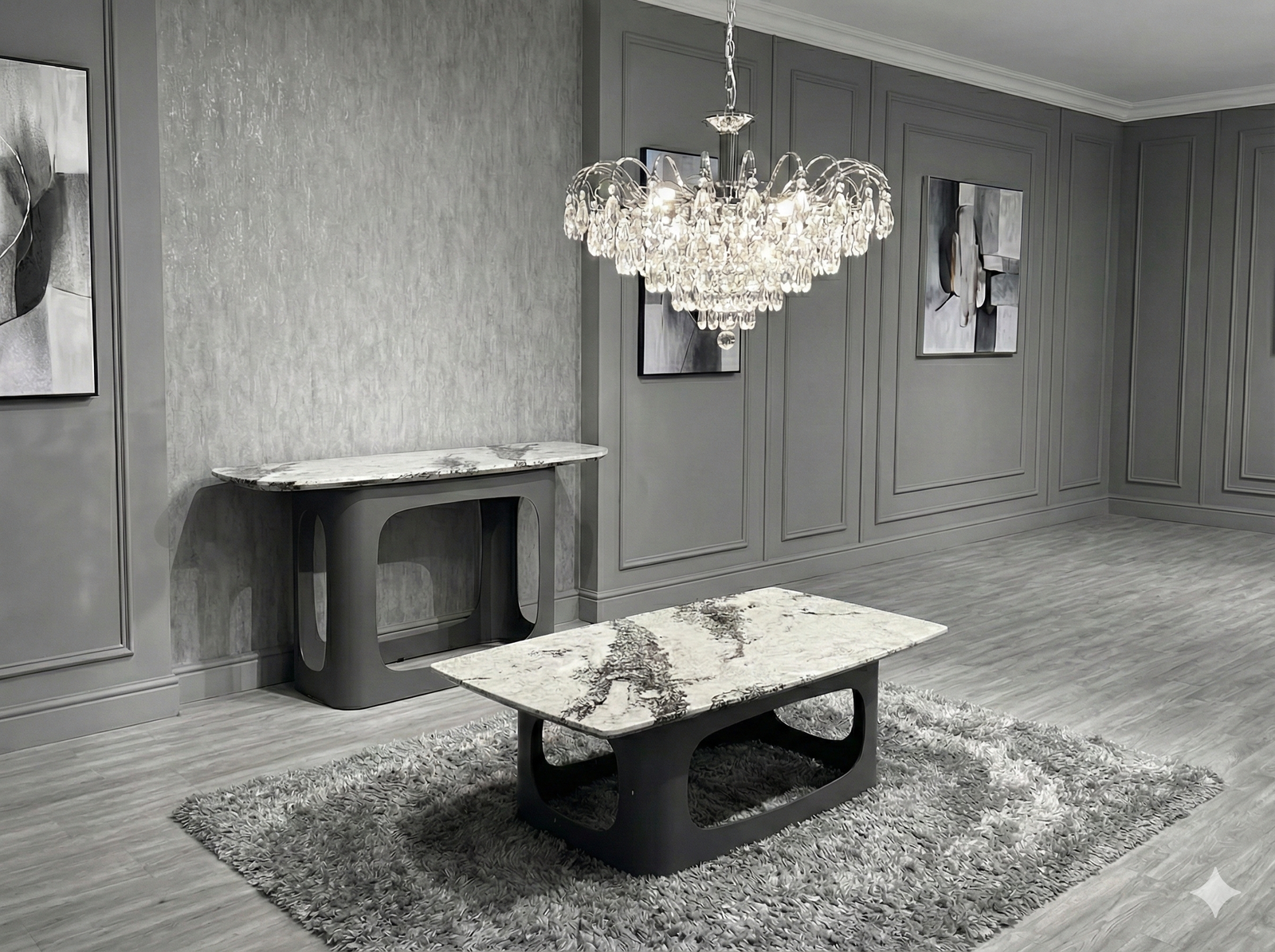 Lina Grey Contempory Marble Coffee Table